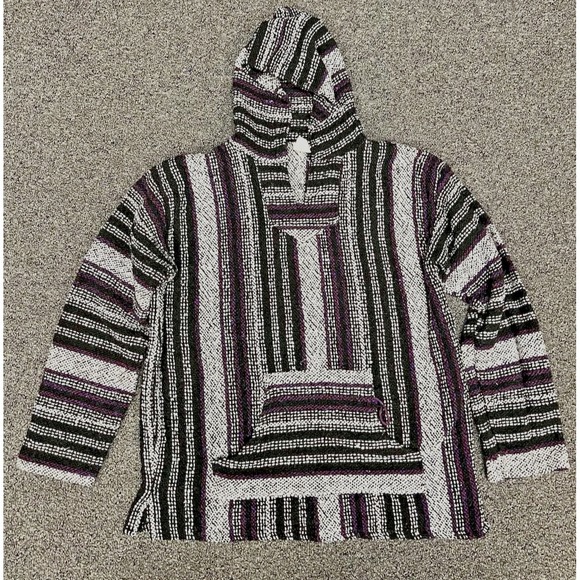 Canyon Creek Other - Vintage Baja Pullover Mexico Surf Hoodie Canyon Creek Striped Purple grey XL